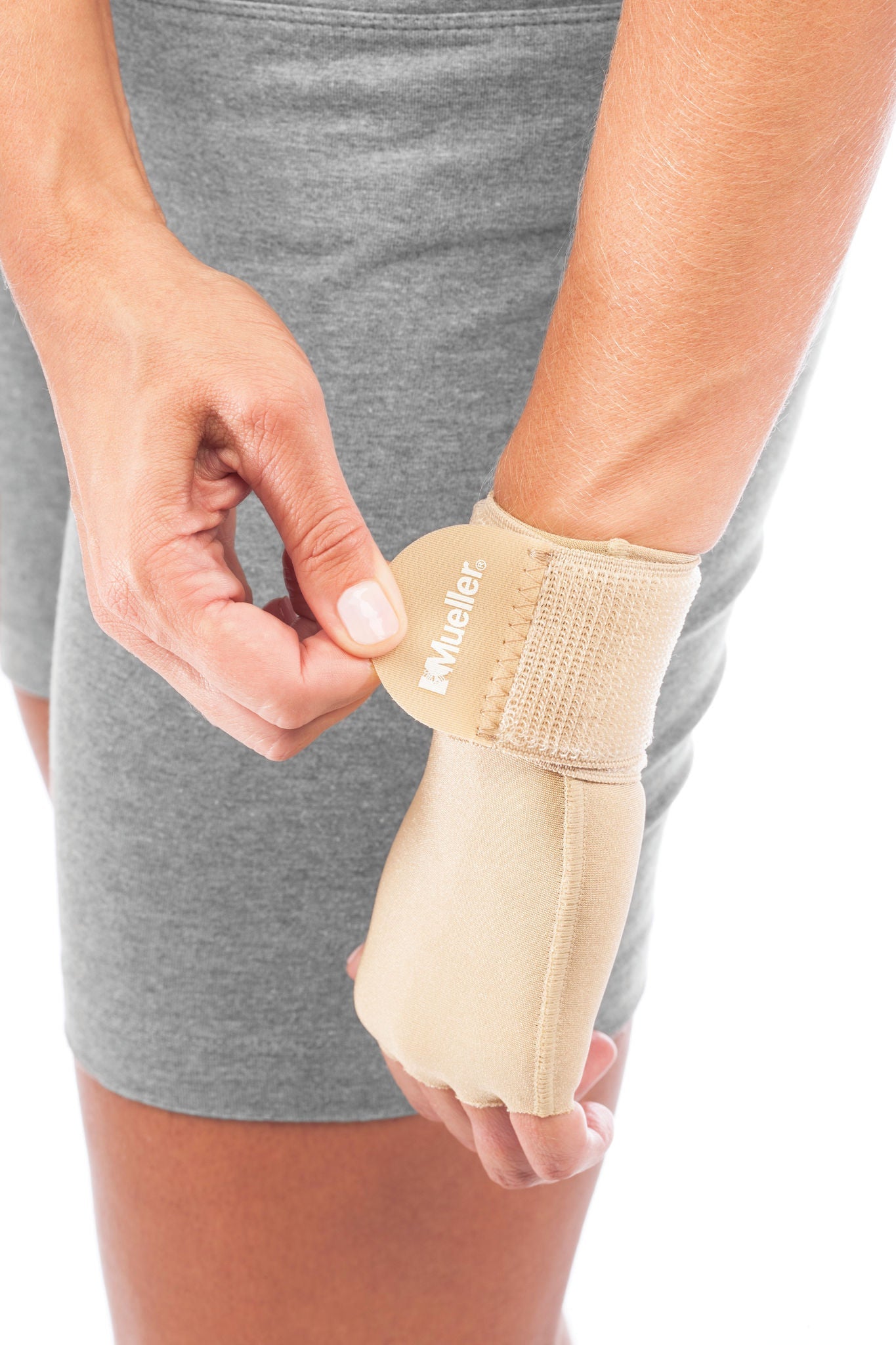 Mueller® Compression & Support Gloves Nylon / Polyester / Spandex Compression Gloves, Beige - view 6