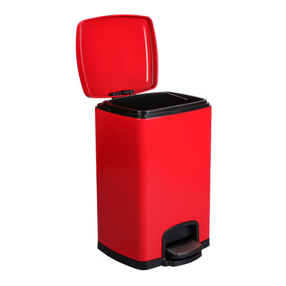 McKesson Trash Can with Plastic Liner, Square, Steel, Red