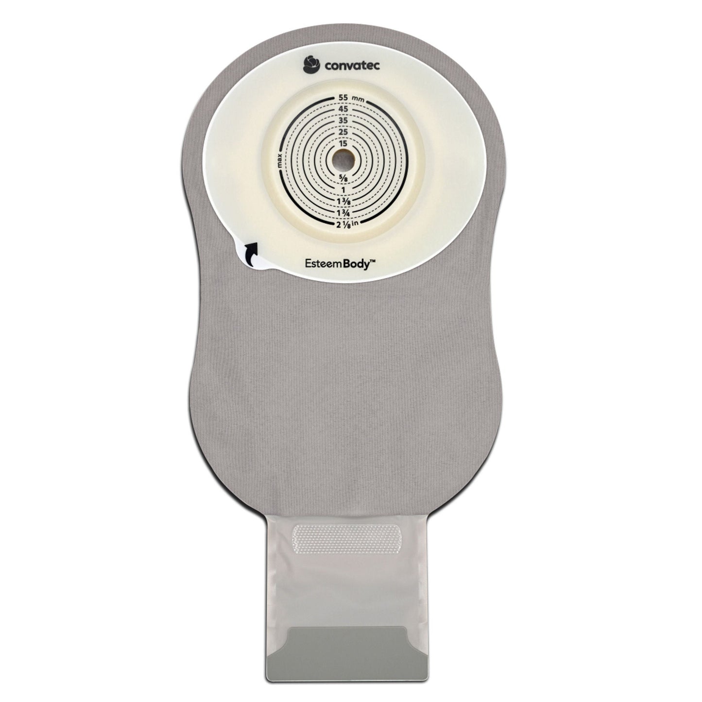 Esteem Body Ostomy Pouch One-Piece System Length Deep Convex, Pre-Cut 10 to 35 mm Stoma Drainable