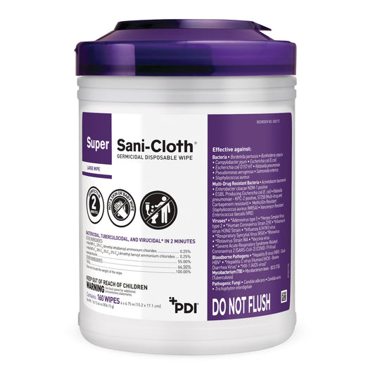 Super Sani-Cloth® Germicidal Disinfectant Wipes, Canister, 160 ct.