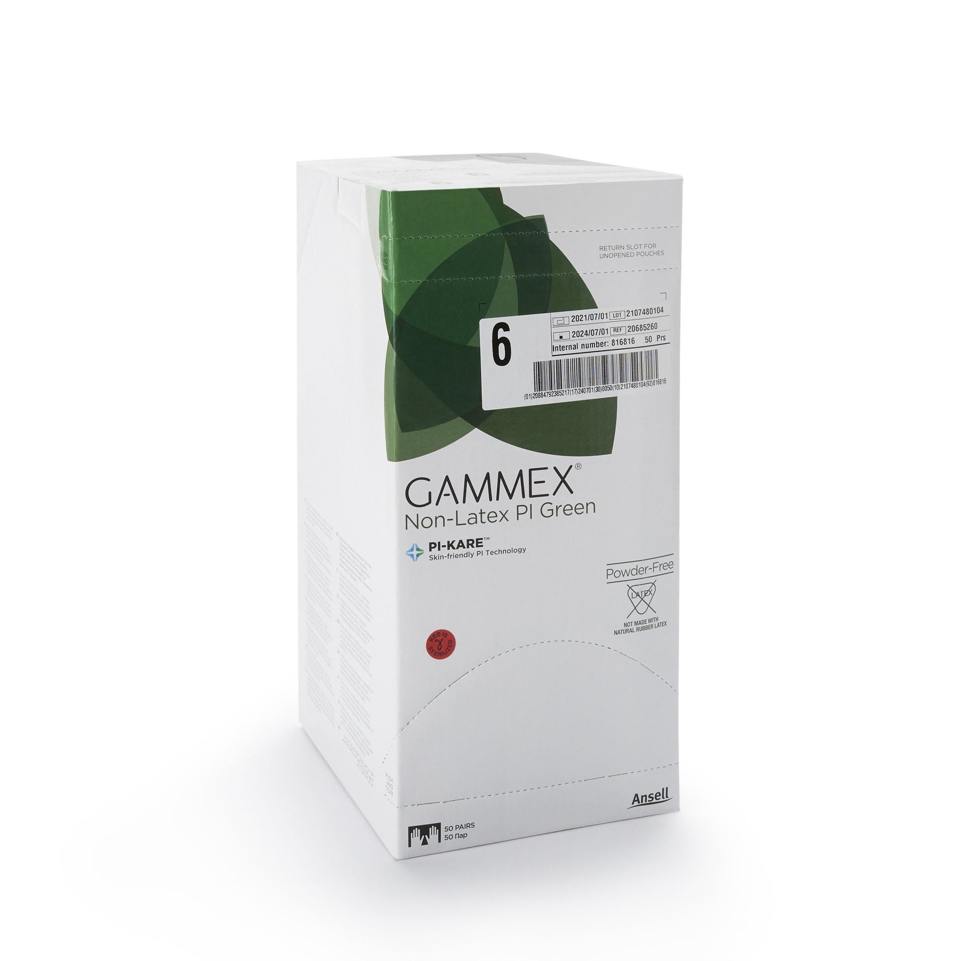 Sterile GAMMEX® Non-Latex PI Green Polyisoprene Surgical Gloves, Light Green - view 2