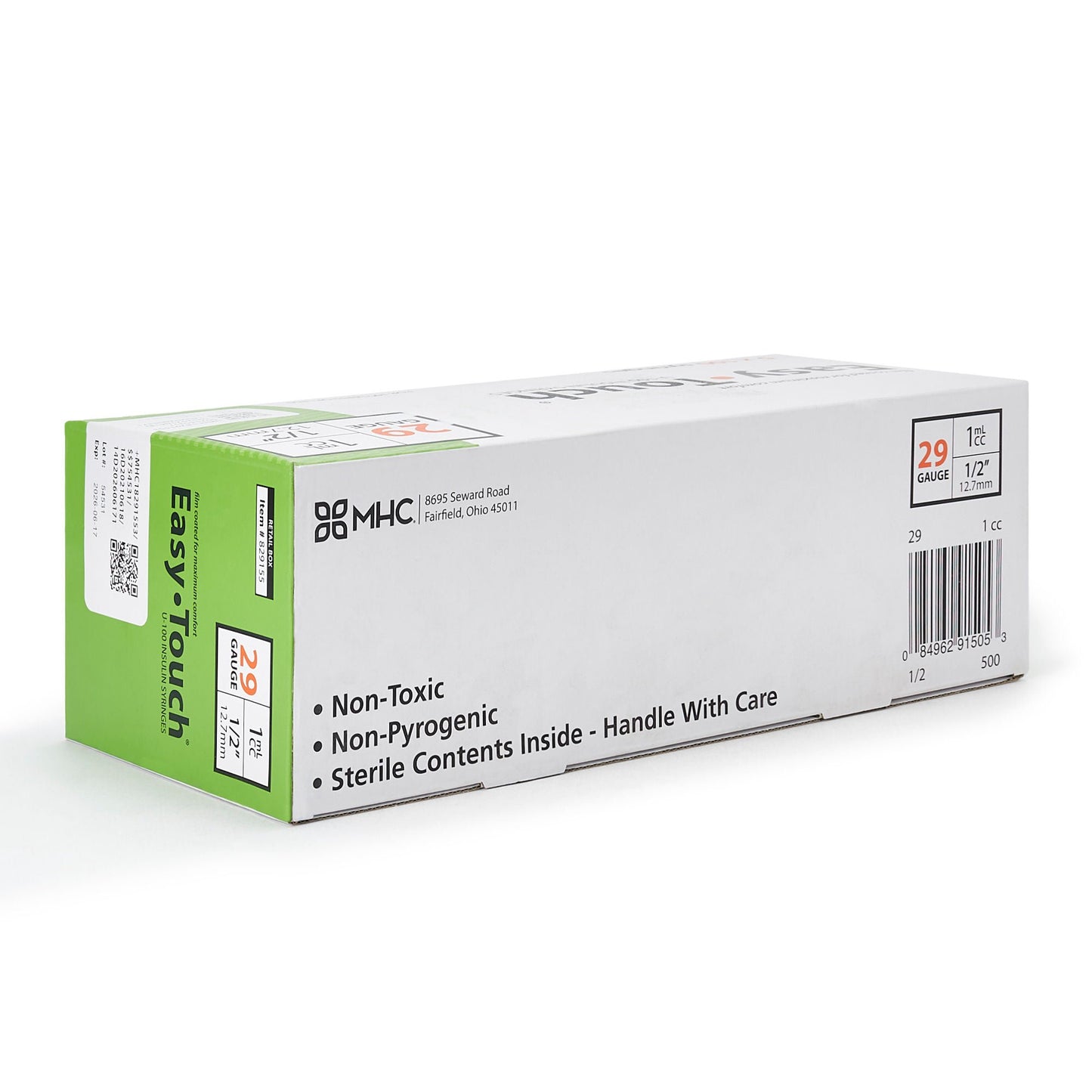 EasyTouch™ Standard Insulin Syringe with Needle, 29 Gauge, 1/2 Inch Length