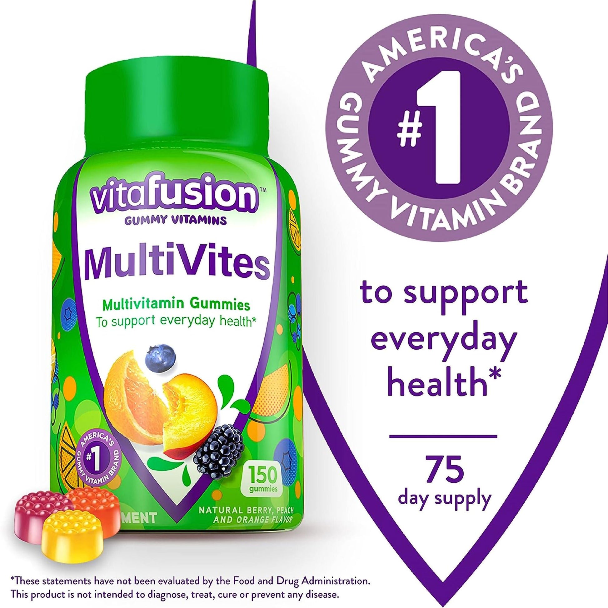 vitafusion® MultiVites® Gummies, Berry, Peach and Orange Flavors