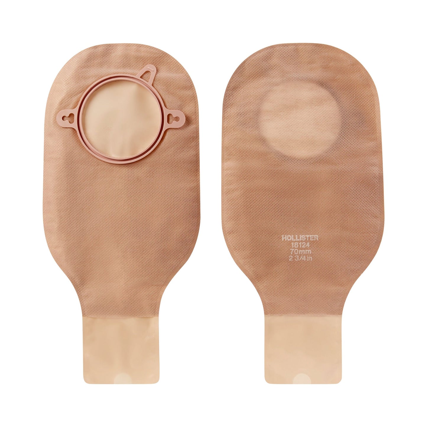 New Image™ 18124 Beige Colostomy Pouch, Pre-cut to Fit Stomas, Blue Match