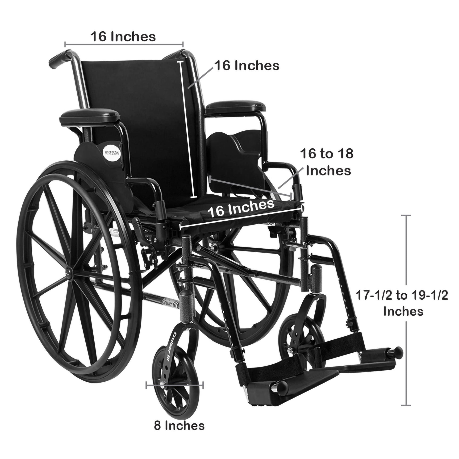 McKesson Lightweight Wheelchair, 16 Inch Seat Width