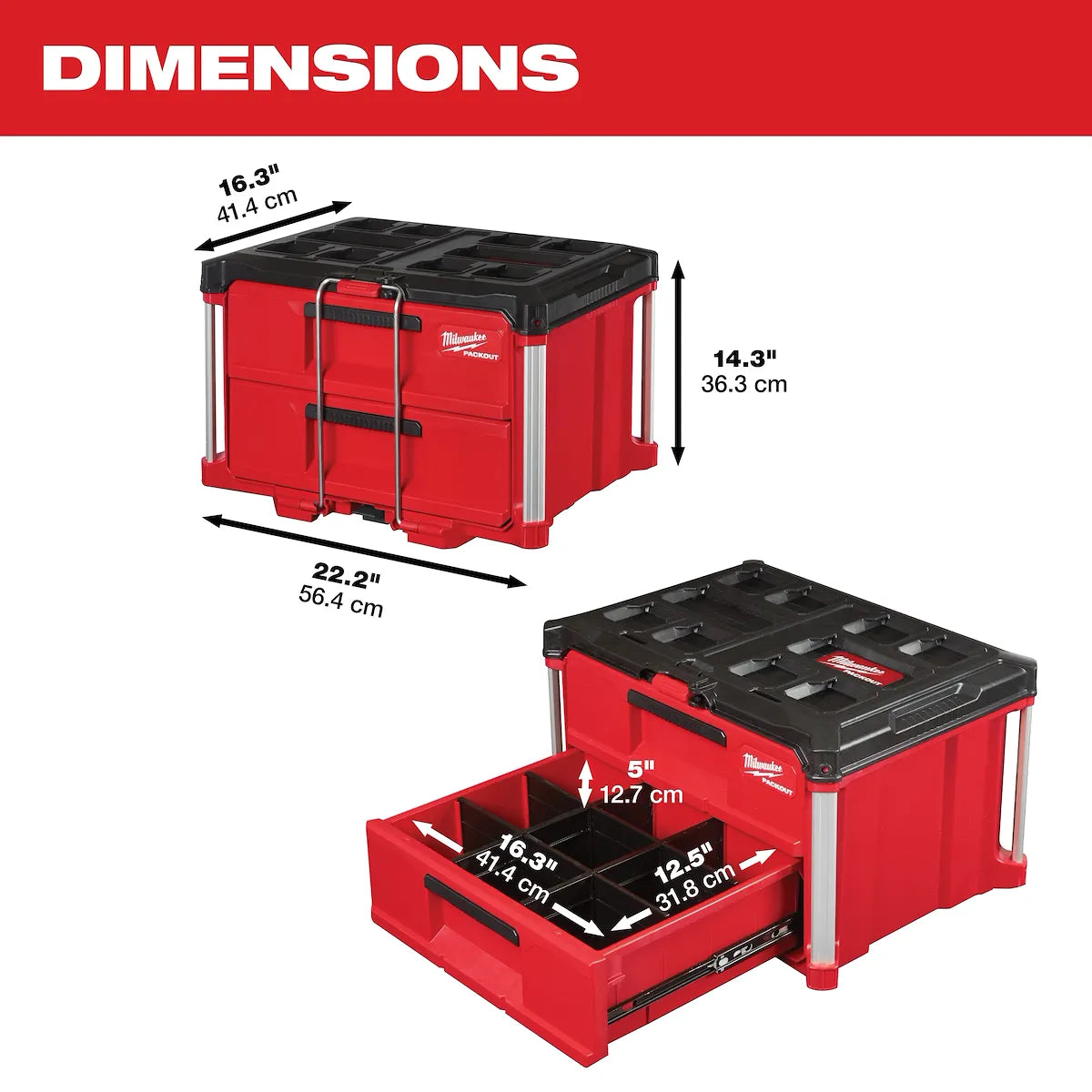 Milwaukee PACKOUT 2-Drawer Tool Box 48-22-8442