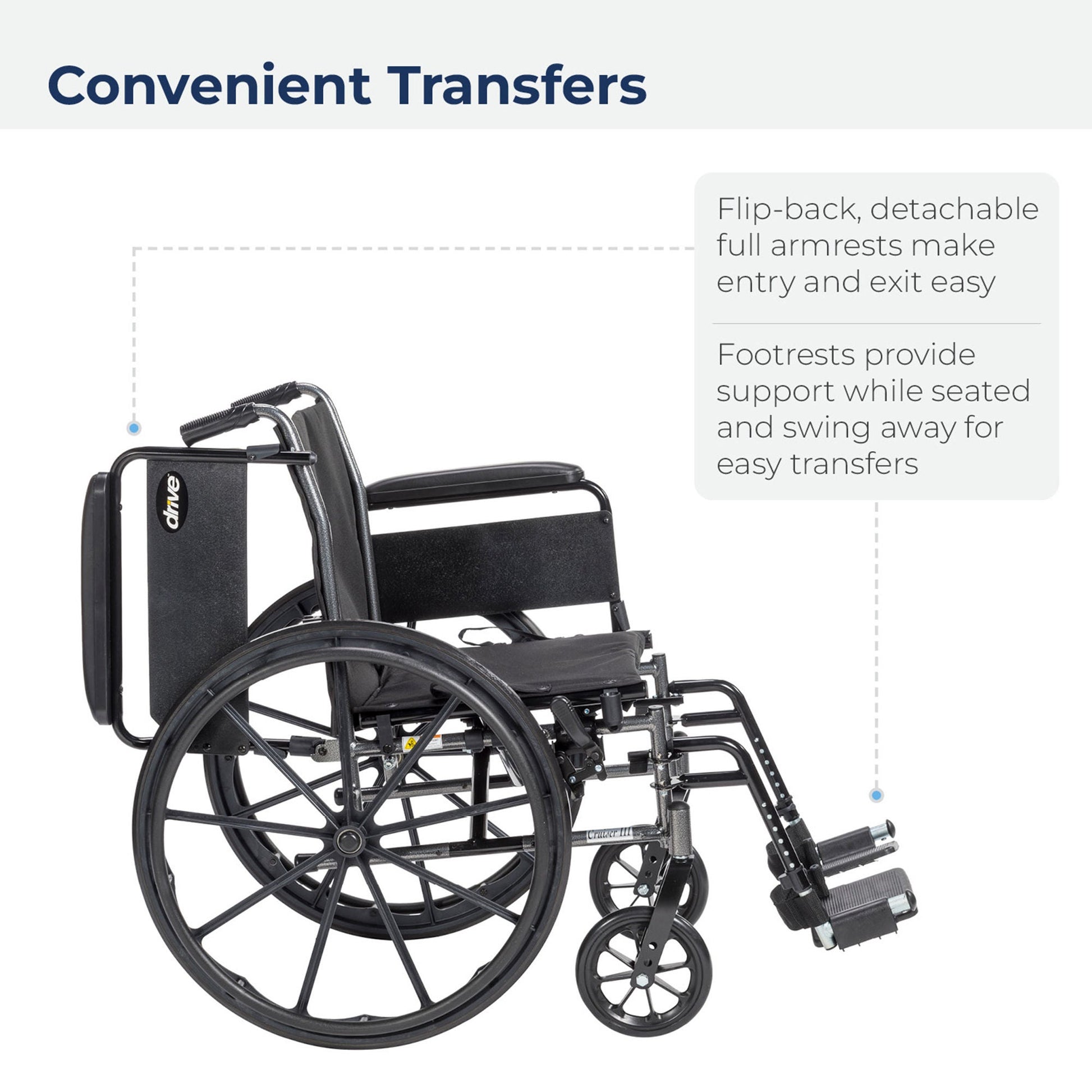 drive™ Cruiser III Lightweight Wheelchair, 20-Inch Seat Width