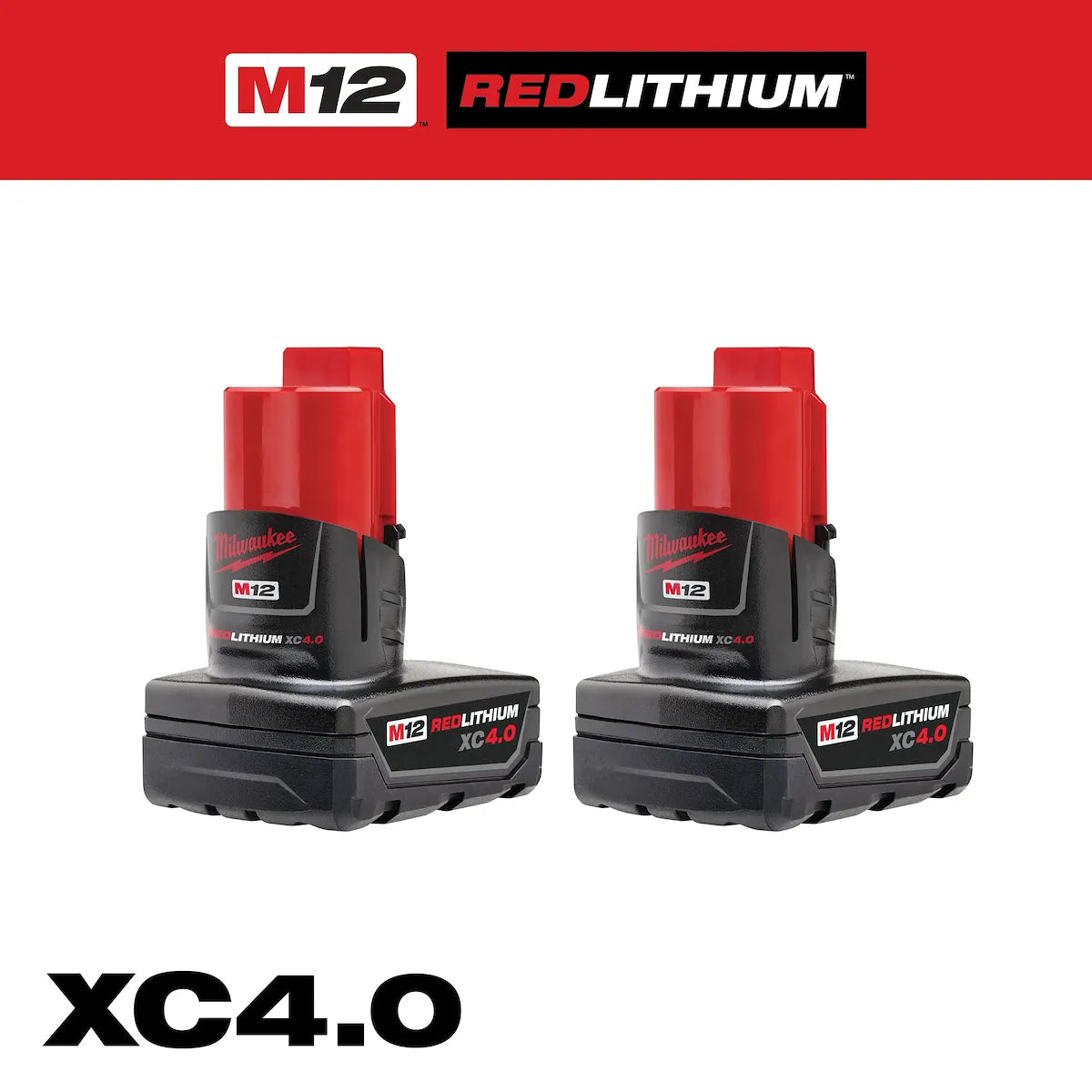 Milwaukee M12 REDLITHIUM XC4.0 Battery Two Pack 48-11-2442 | M12 Battery