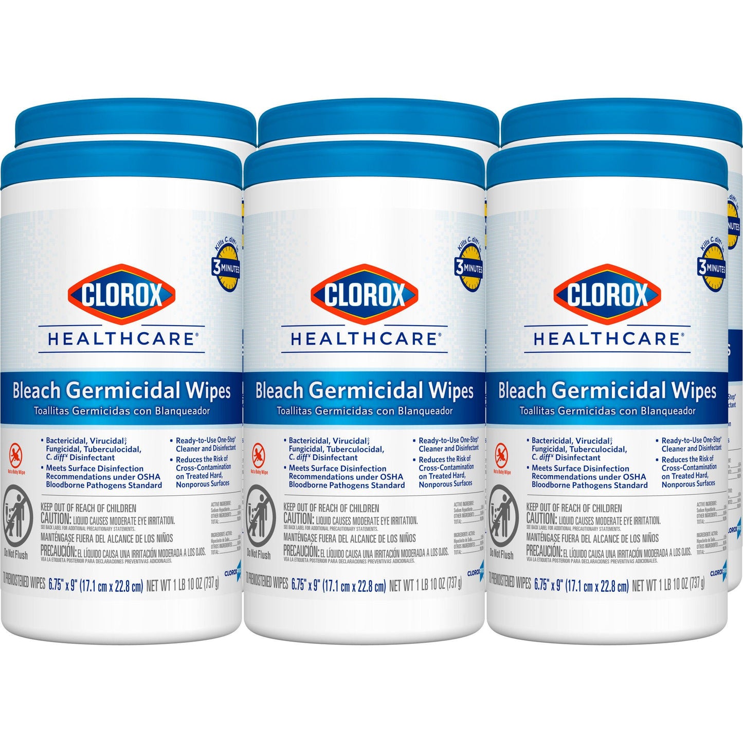 Clorox Healthcare® Bleach Germicidal Wipes, Canister, .