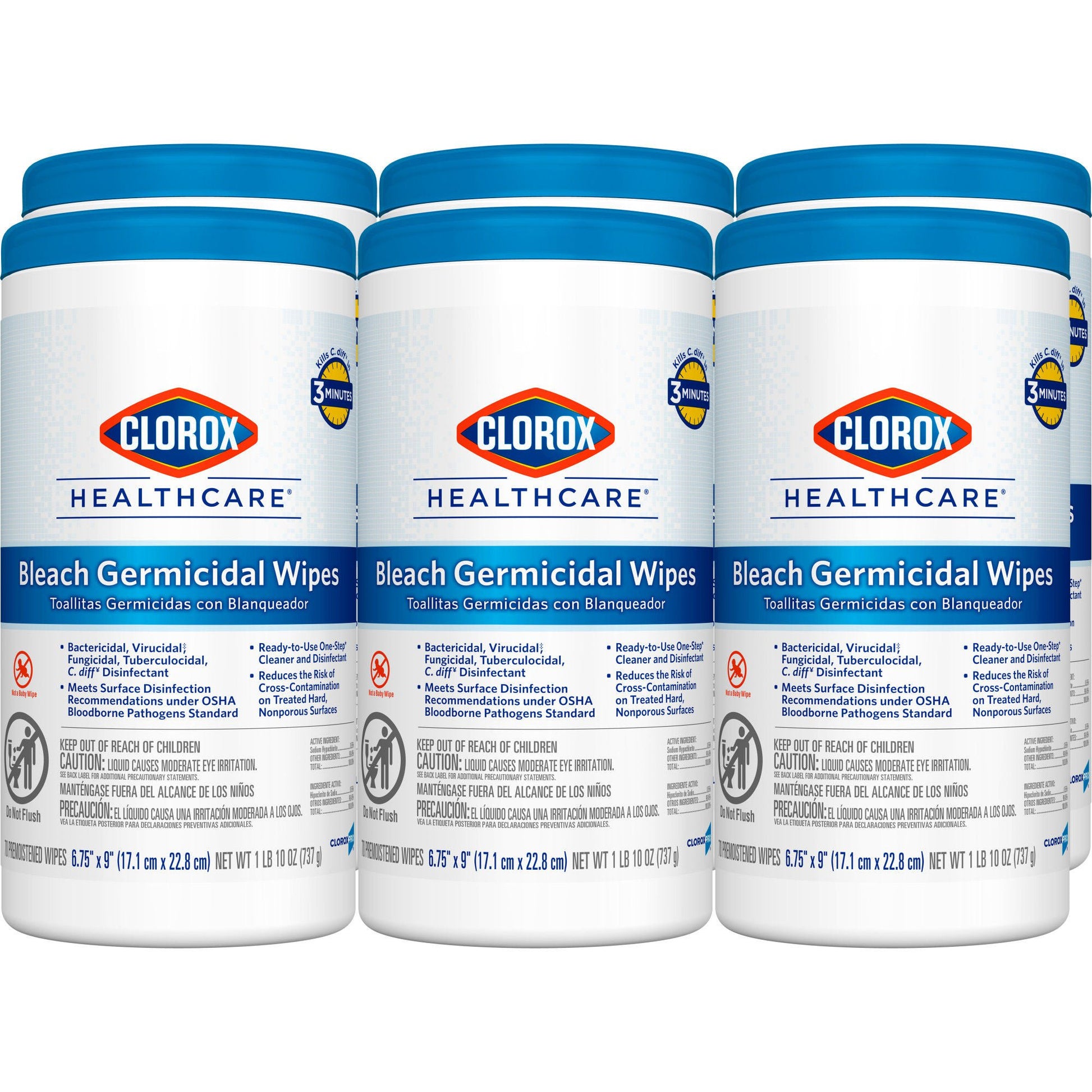 Clorox Healthcare® Bleach Germicidal Wipes, Canister, .