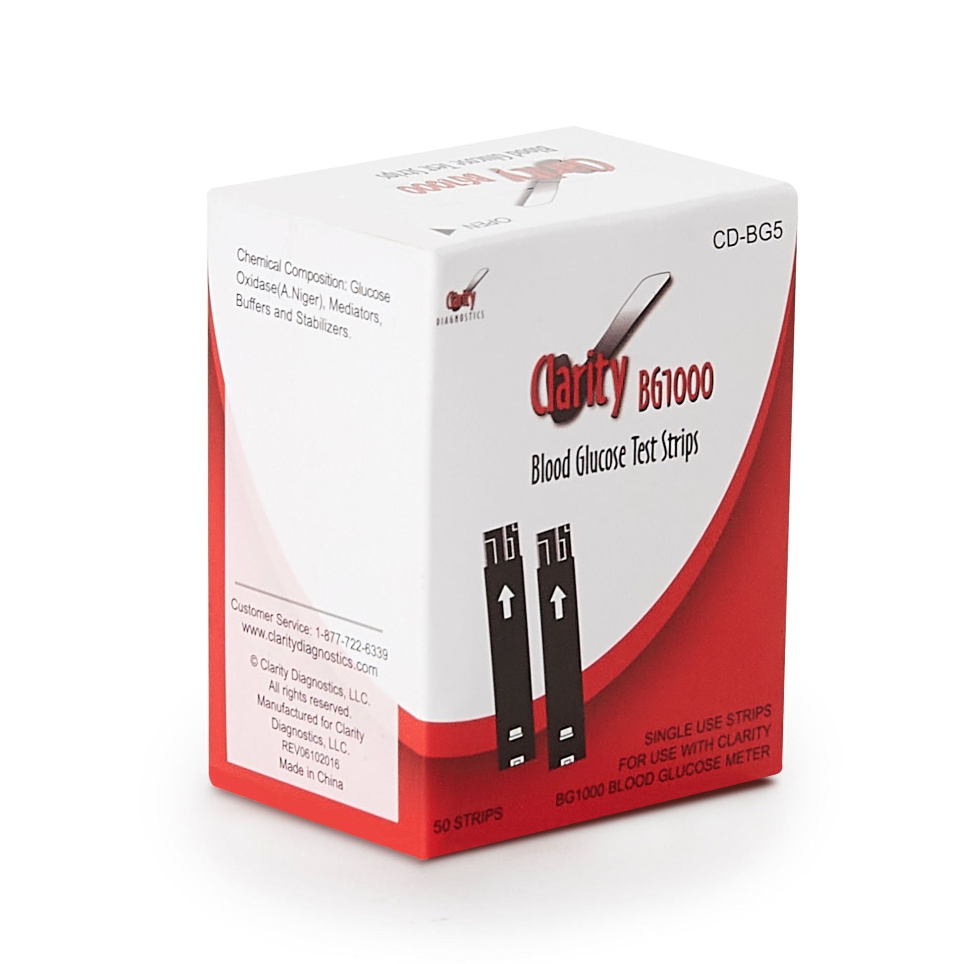Clarity BG1000 Blood Glucose Test Strips 50 Strips For Clarity BG1000 Blood Glucose Monitoring System
