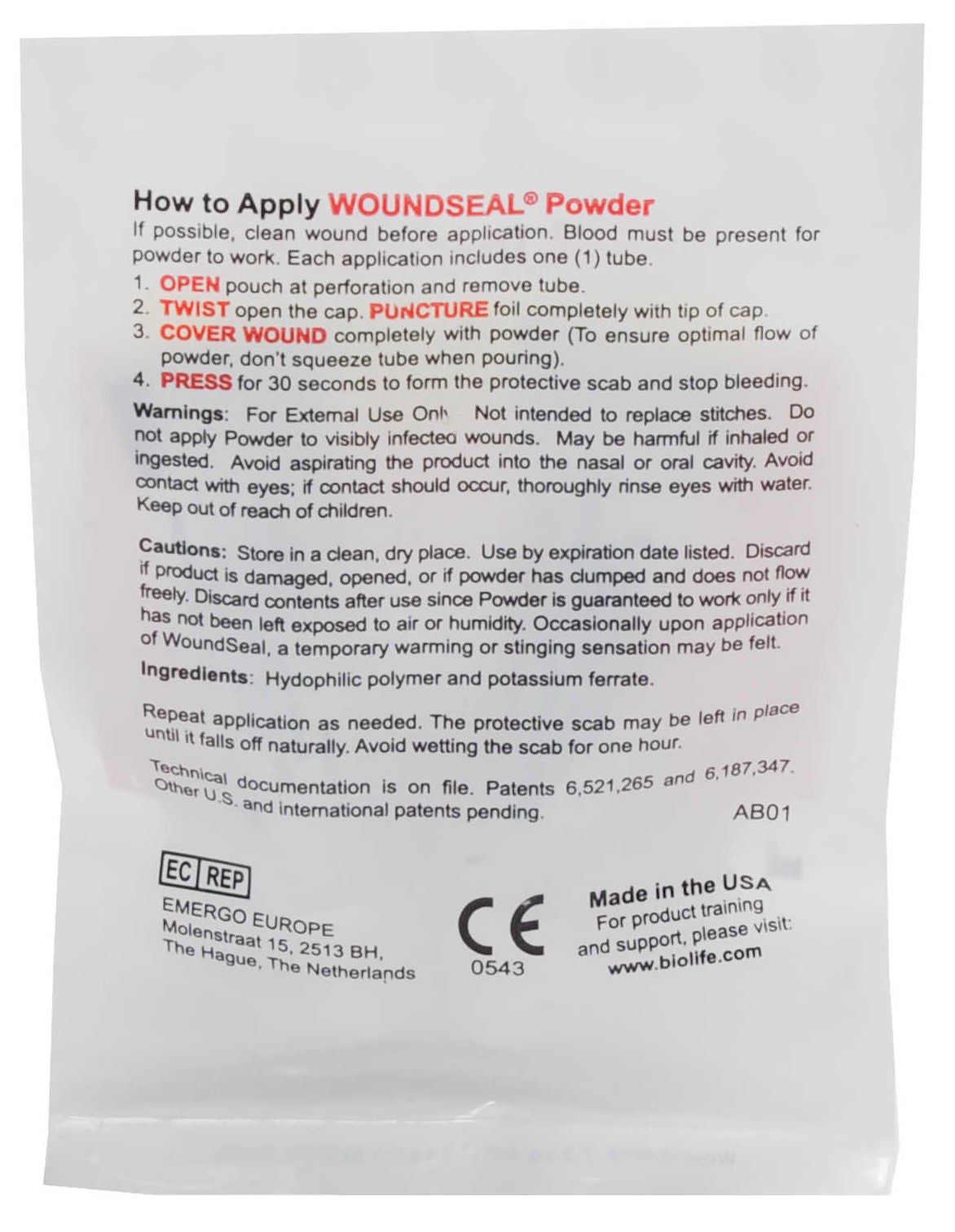 Wound Seal Hemostatic Agent