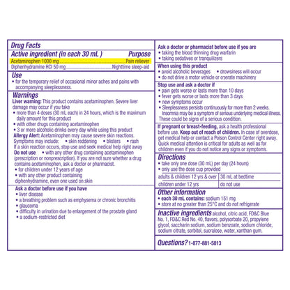 ZzzQuil Night Pain Nighttime Sleep-Aid Pain Reliever Liquid, Midnight Berry