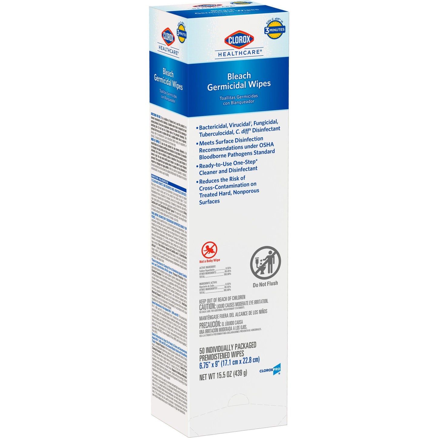 Clorox Healthcare® Bleach Germicidal Wipes, Individual Packets, .