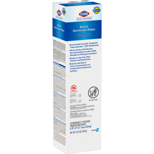 Clorox Healthcare® Bleach Germicidal Wipes, Individual Packets, .