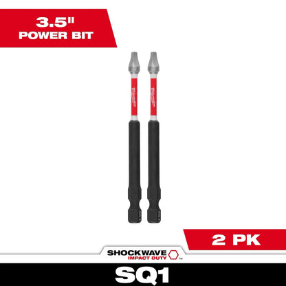 Milwaukee SHOCKWAVE Impact Duty 3-1/2" SQ1 Bit (2 PK) 48-32-4670 | SQ1 Drive, 2-Piece