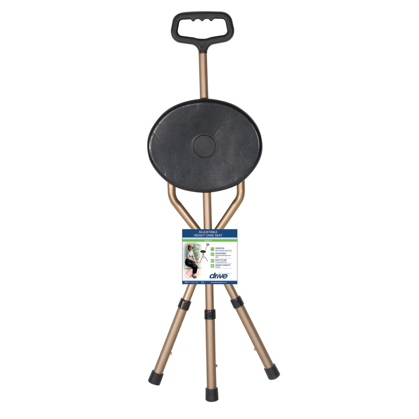 drive™ Aluminum Seat Cane, 34 – 38 Inch Height