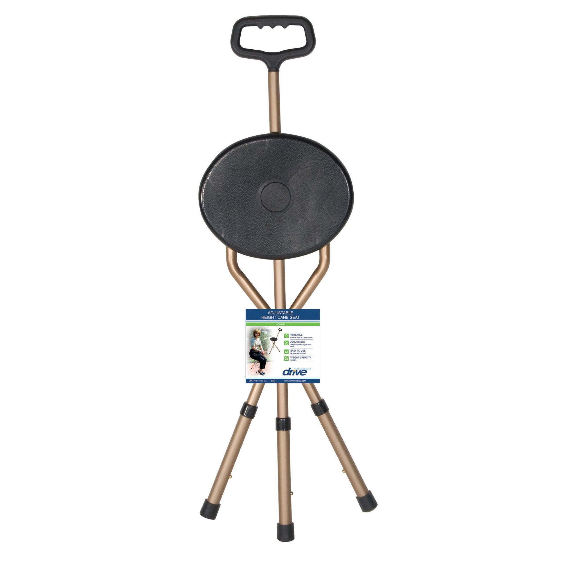 drive™ Aluminum Seat Cane, 34 – 38 Inch Height
