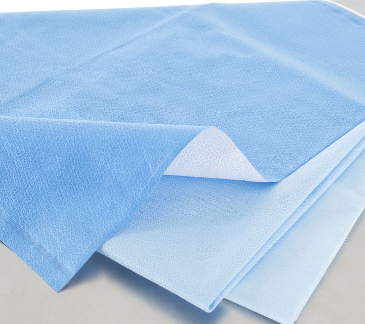 QUICK CHECK* H100 Sterilization Wrap White / Blue Dual Layer SMS Polypropylene Steam / EO Gas / Hydrogen Peroxide