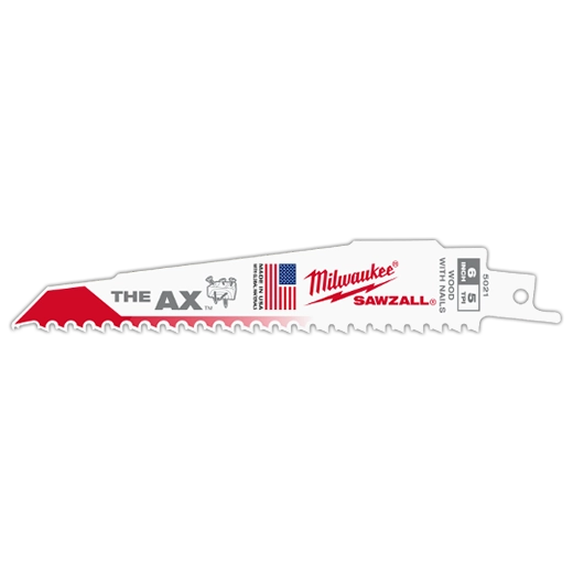 Milwaukee 6" 5 TPI AX SAWZALL Blade for Wood with Nails (5 PK) 48-00 | 6 in Blade Length