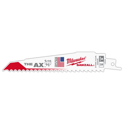 Milwaukee 6" 5 TPI AX SAWZALL Blade for Wood with Nails (5 PK) 48-00 | 6 in Blade Length