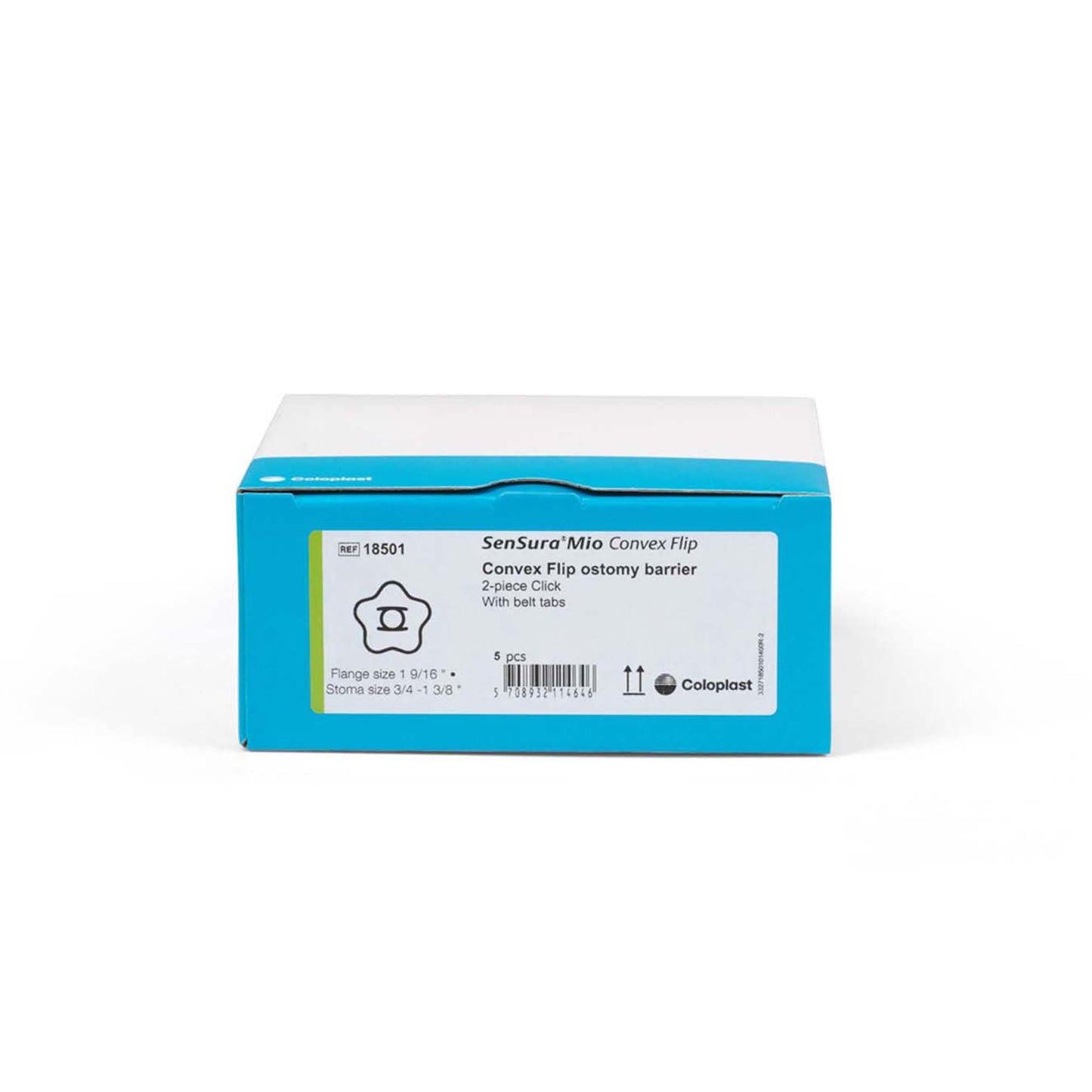 SenSura® Mio Click Convex Flip Ostomy Barrier, Stoma Openings, Green Match