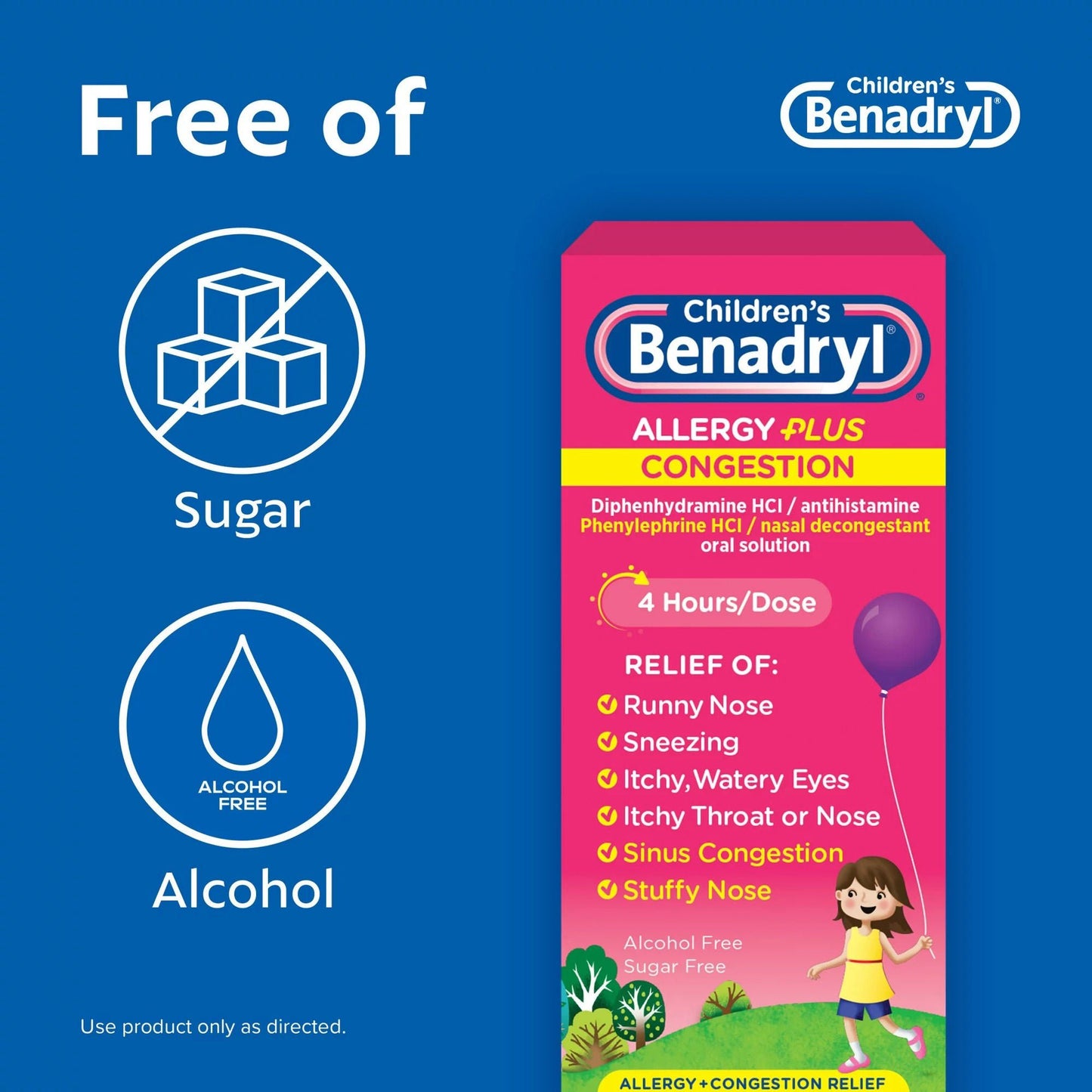 Benadryl® Children's Allergy Plus Congestion Liquid Grape Flavor