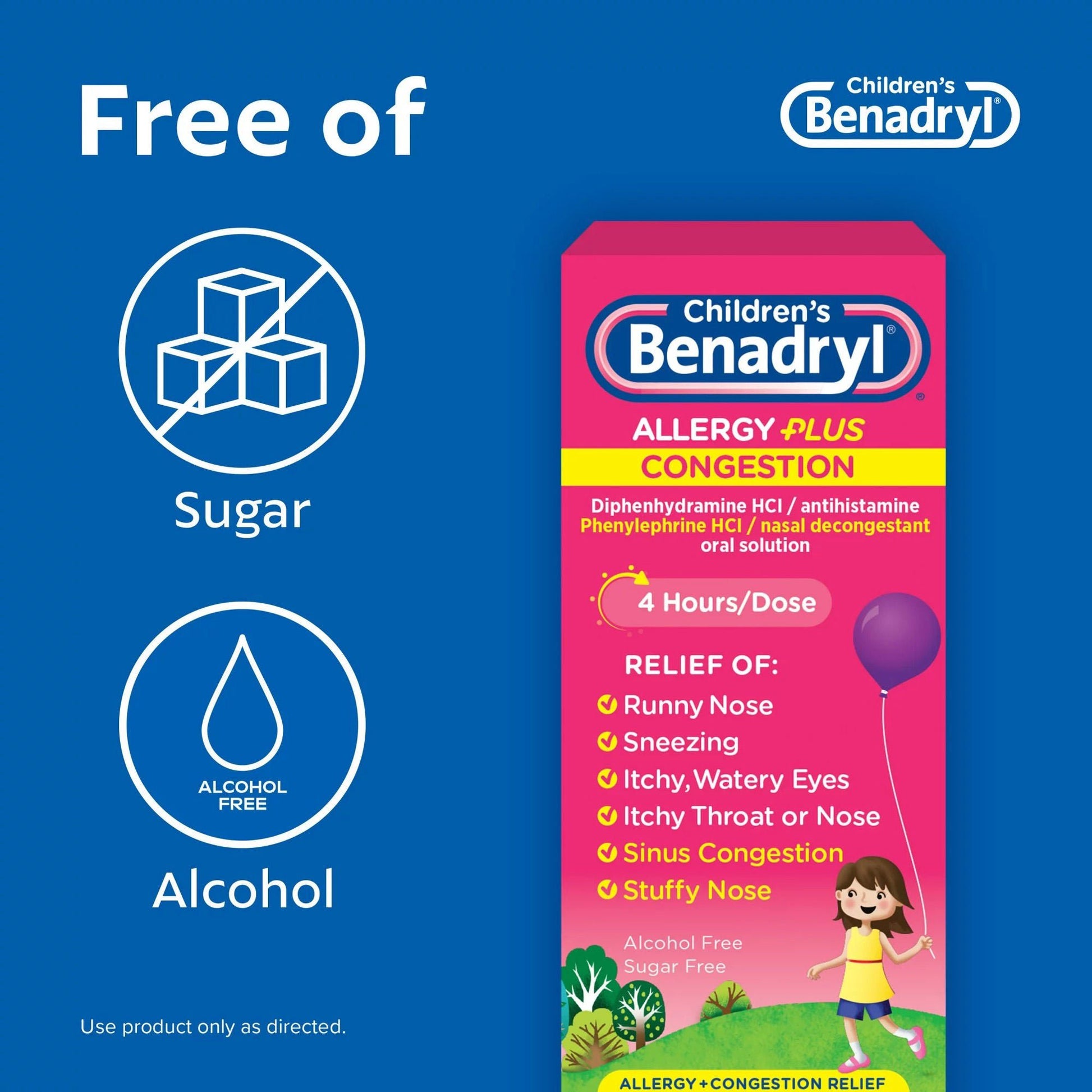 Benadryl® Children's Allergy Plus Congestion Liquid Grape Flavor