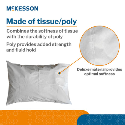 McKesson Pillowcase, Disposable, Deluxe, White, Tissue/Poly