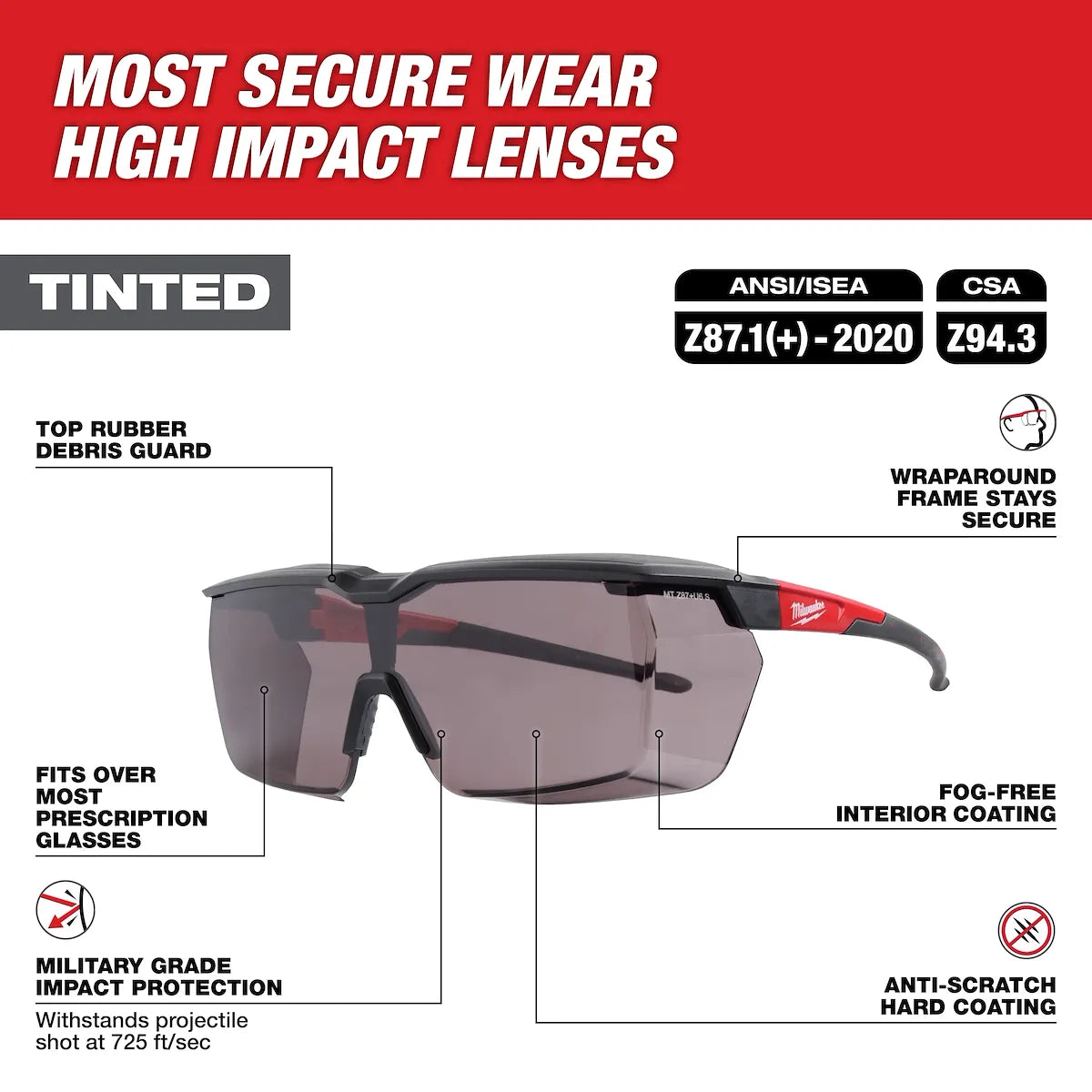Milwaukee Over the Glasses - Tinted Dual Coat Lenses 48-73-2075