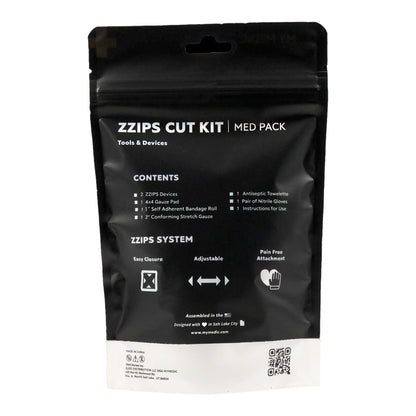 Med Packs™ Zzips First Aid Kit for Cuts, Lacerations in Portable Pouch