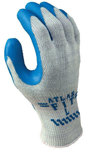 Showa 300 Atlas Fit Flat Dipped Natural Rubber Gloves — Dozen (12 pairs)