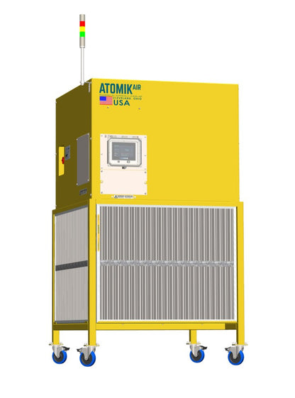 Surgically Clean Air ATOMIKAIR SCA9000 industrial air purifier on lockable casters with washable MERV-13 filter bank