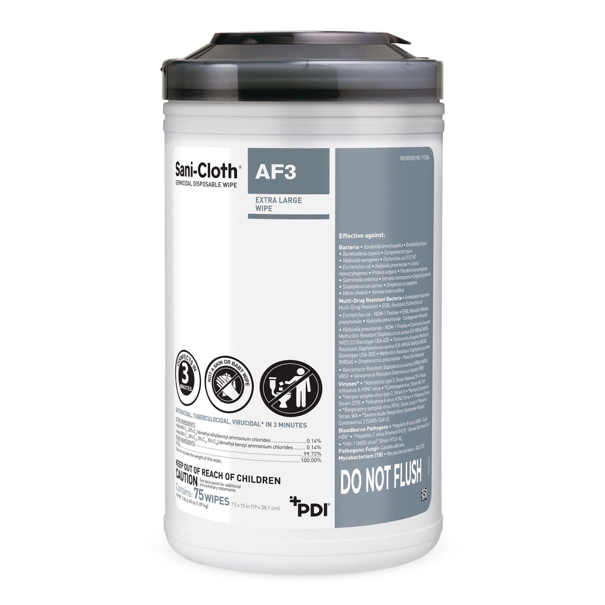 Sani-Cloth® AF3 Germicidal Disinfectant Wipes, Canister, 75 ct.