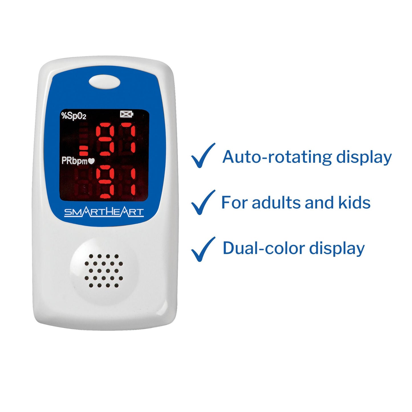 SmartHeart Fingertip Pulse Oximeter, Talking Blood Oxygen Saturation Monitor