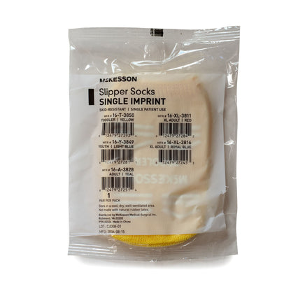 McKesson Slipper Socks, Single Tread, Toddler Size, Yellow