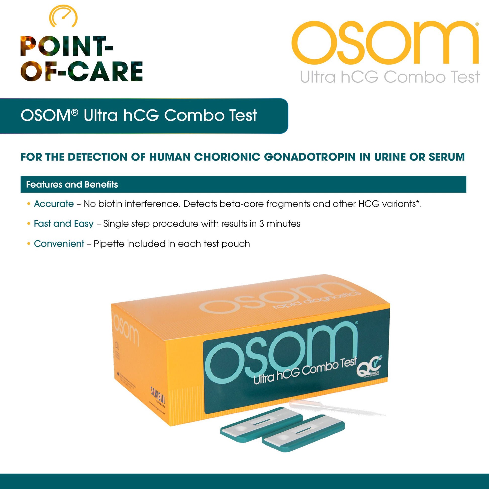 OSOM® Ultra hCG Combo Pregnancy Fertility Reproductive Health Test Kit