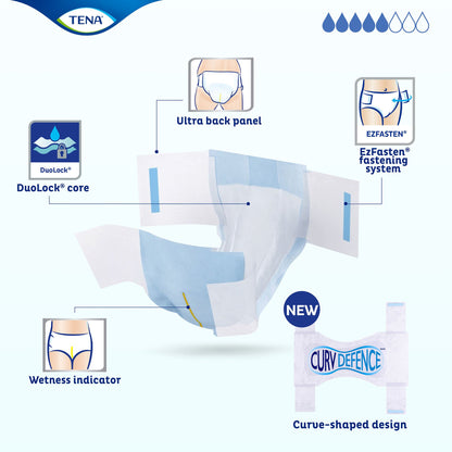 Tena® Dry Comfort™ Briefs with Curvdefence™, 32 – 44 Inch, Five Drops