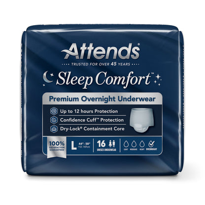 Attends® Sleep Comfort Premium Overnight Underwear, 44 – 58 Inches