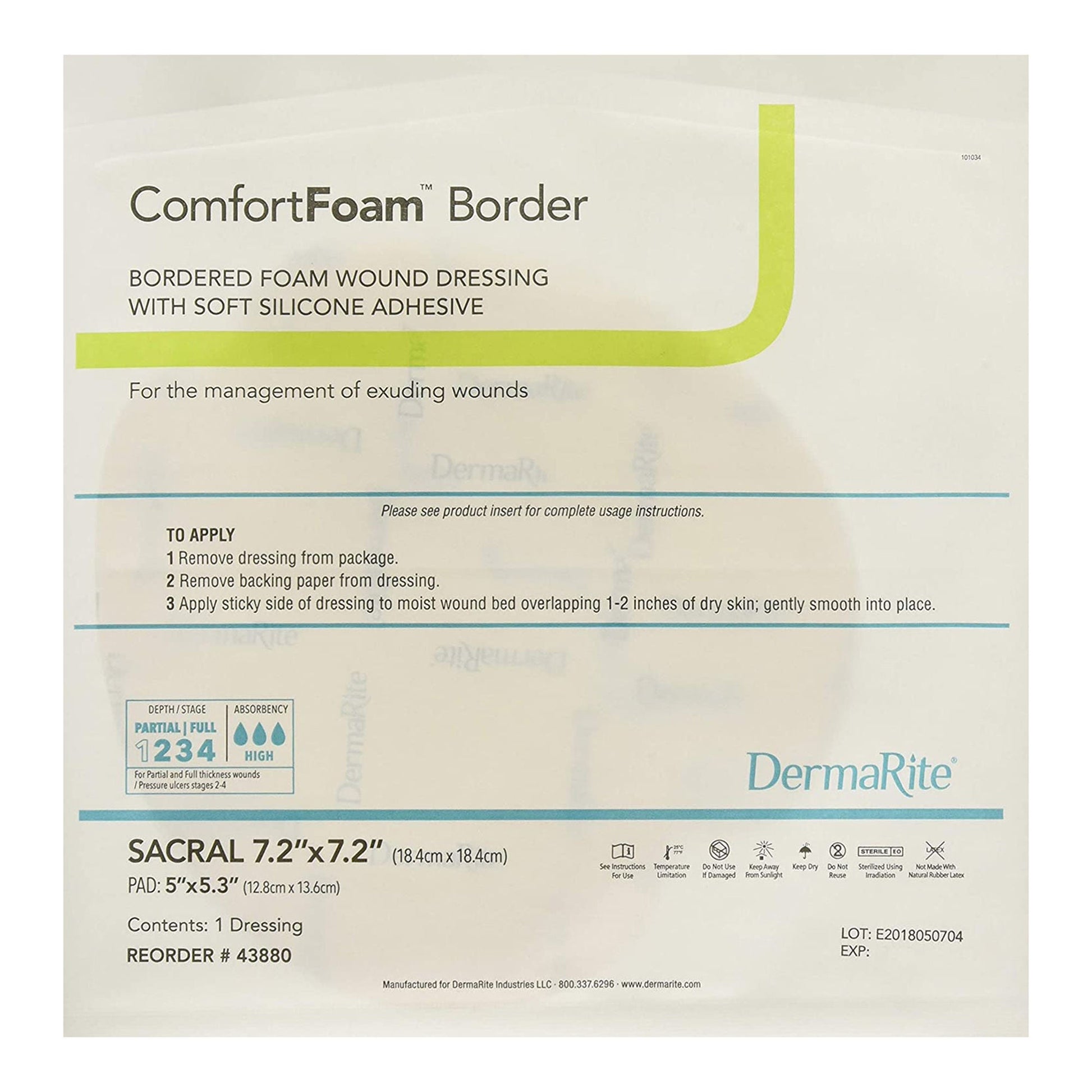 ComfortFoam™ Border Foam Wound Dressing w/ Adhesive, Sacral
