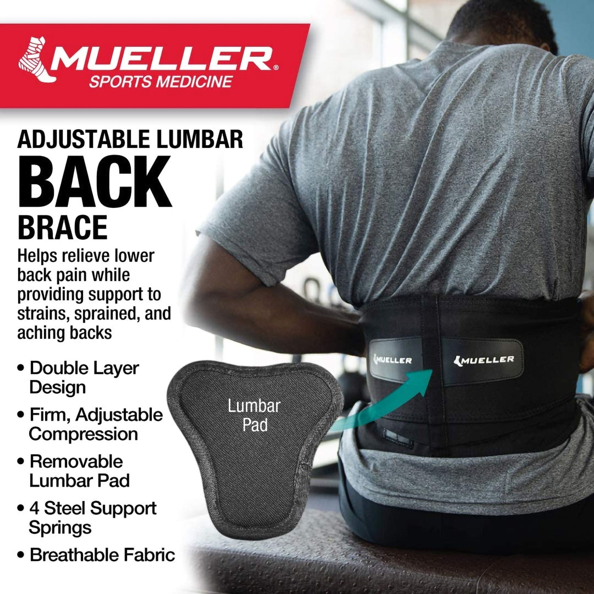 Mueller® Back Brace with Removable Pad