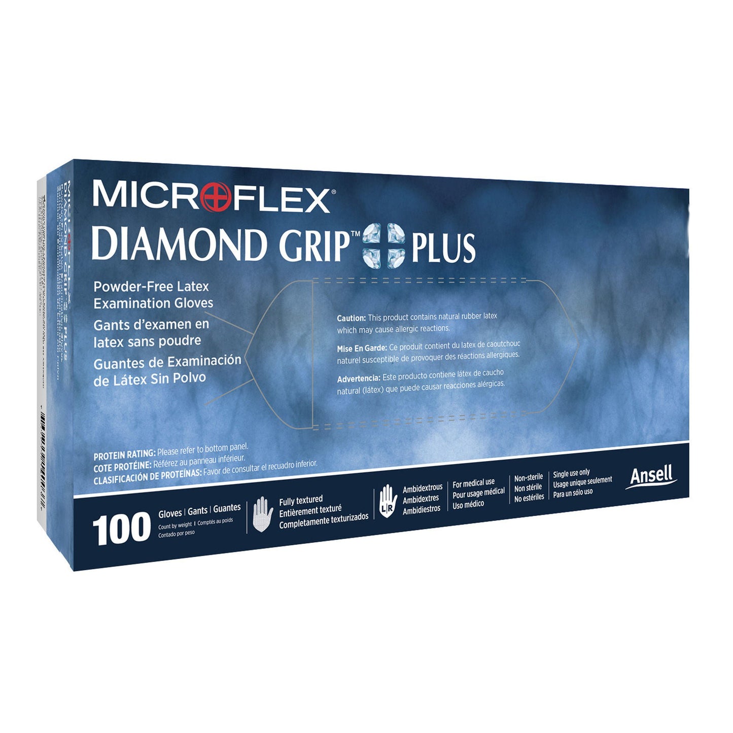 Diamond Grip Plus™ Latex Exam Gloves, White - view 4
