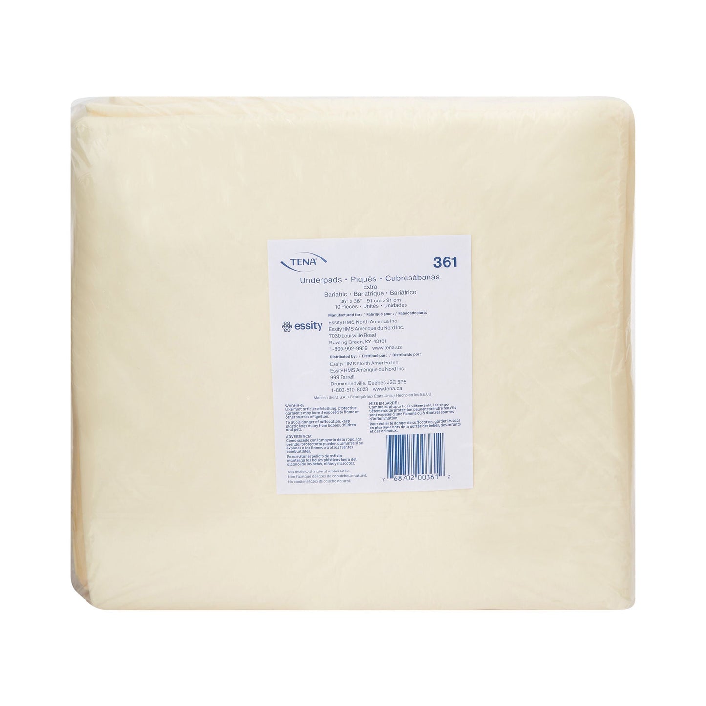 TENA Underpad Extra, 36" x 36", Disposable, Light Absorbency