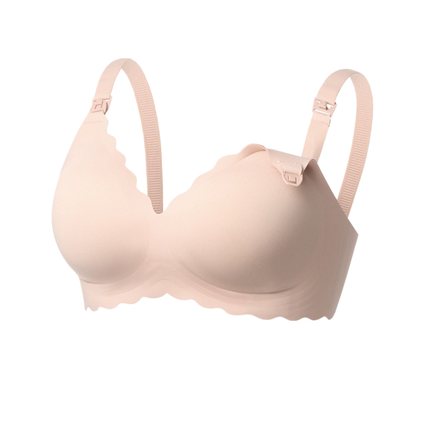 Momcozy Jelly Strip Nursing Bra 34 to 36 Inch Chest Medium Beige Back Hook and Eye Closure Adjustable Shoulder Strap