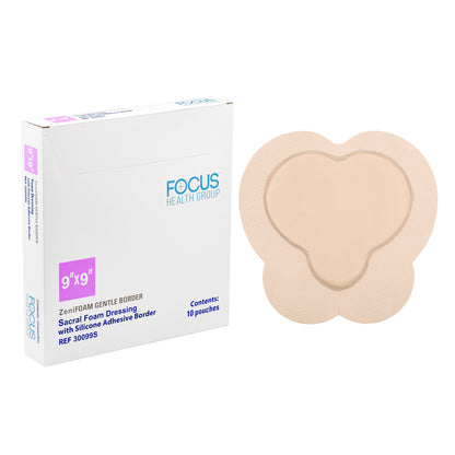 ZeniFOAM Gentle Border Foam Dressing With Border Waterproof Backing Silicone Face and Border Sacral