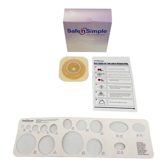 Ostomy Barrier Trim to Fit, Extended Wear Adhesive Tape Collar Flange Up to 1-1/4 Inch Opening 4--1/2 Inch
