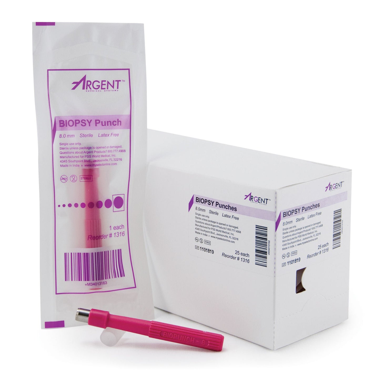 McKesson Argent™ Disposable Biopsy Punches, 8.0 mm – Case of 100
