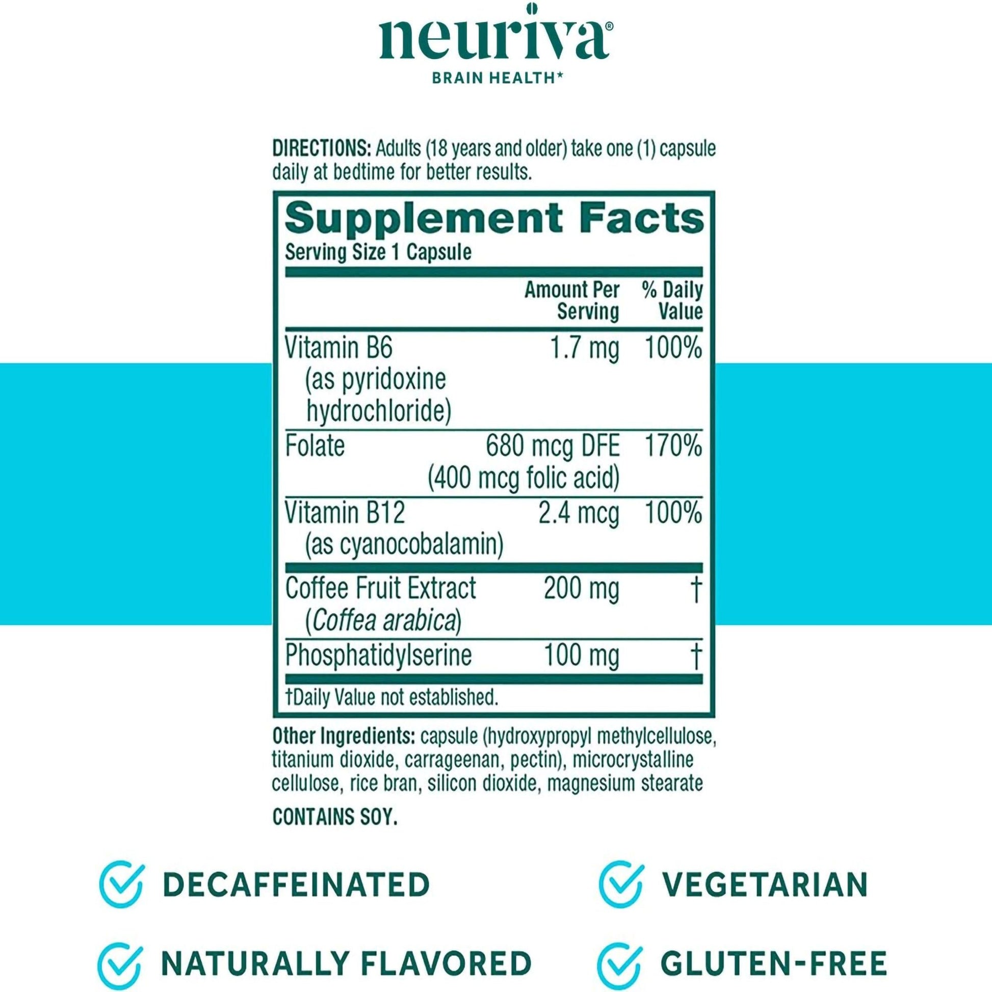 neuriva Plus Brain Health Supplement Coffee Fruit Extract (Coffea arabica) / Phosphatidylserine 200 mg - 100 mg Strength Capsule