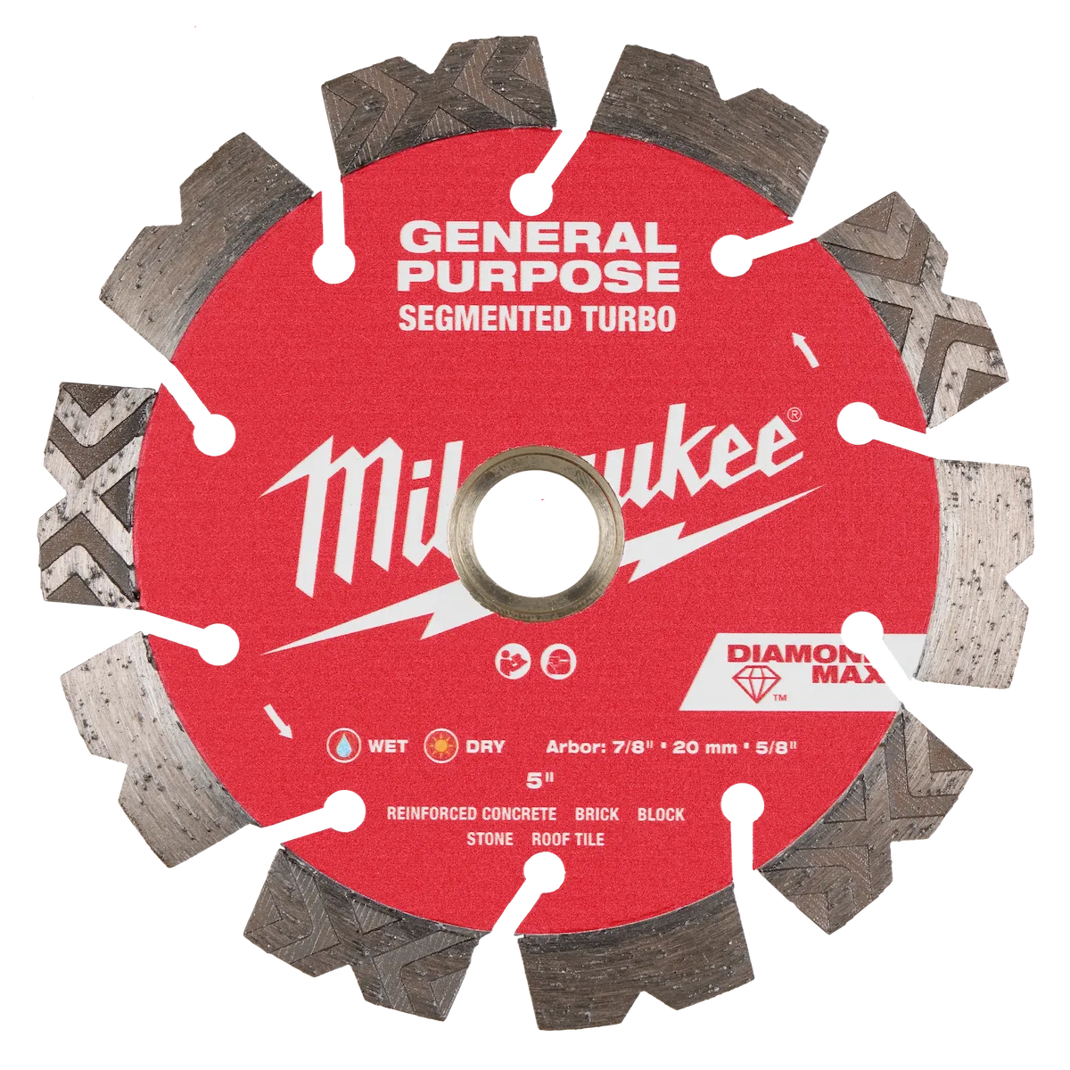 Milwaukee 5" DIAMOND MAX Segmented Turbo, General Purpose Diamond Blade 49-93-9005 | Diamond Coated