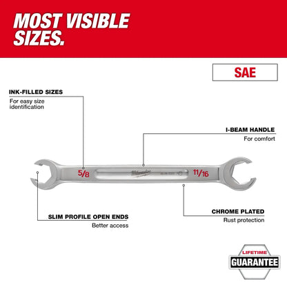 Milwaukee 5pc Double End Flare Nut Wrench Set - SAE 48-22-9470